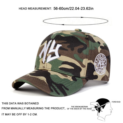 Unisex NY Letter Embroidery Camouflage Baseball Caps
