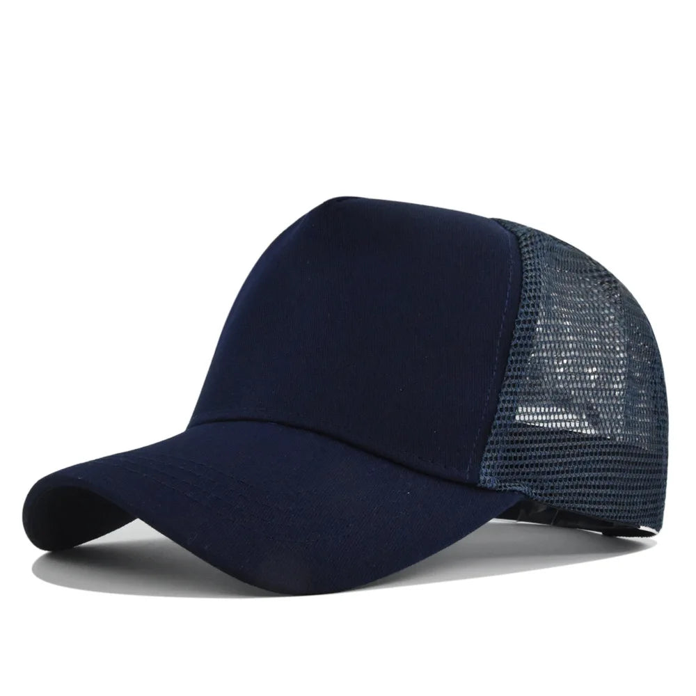 Customized Logo Hard Top 5 Panels Mesh Baseball Cap For Men Women