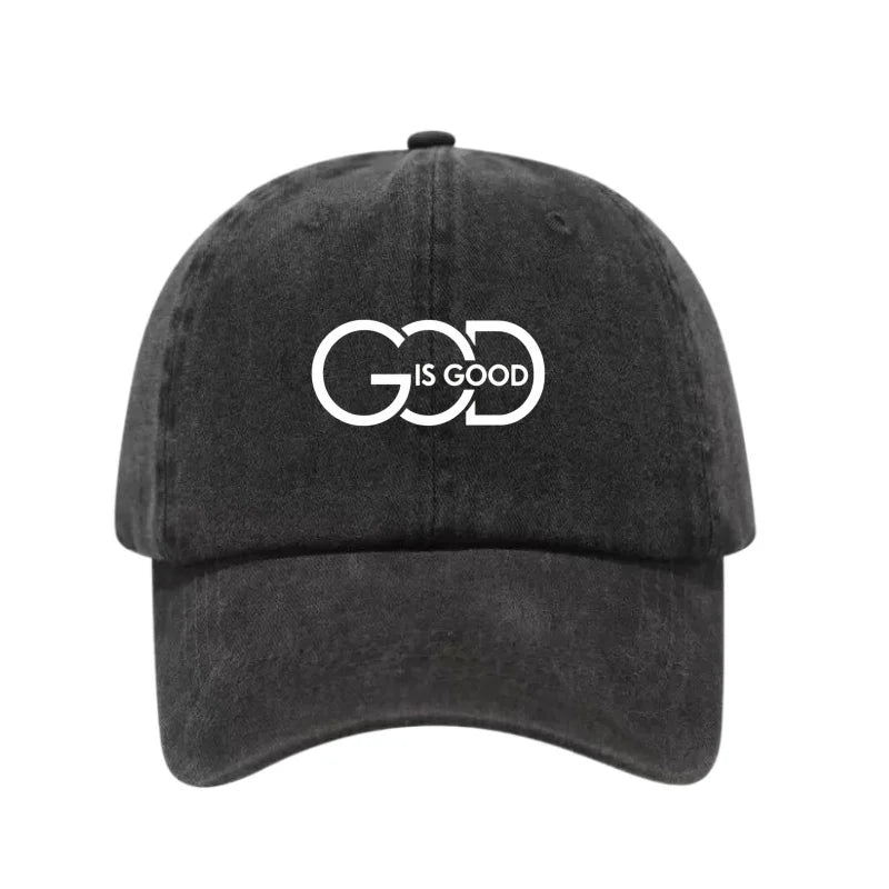God Is Good Printed Washed Cotton Baseball Cap