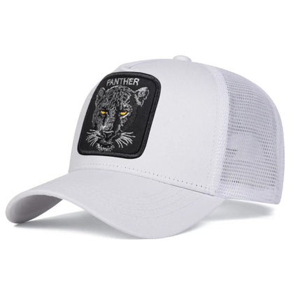 Unisex Panther Embroidery Baseball Net Caps Spring and Summer Sports Cap