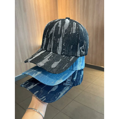 Retro Distressed Hard-Top Baseball Cap For Women
