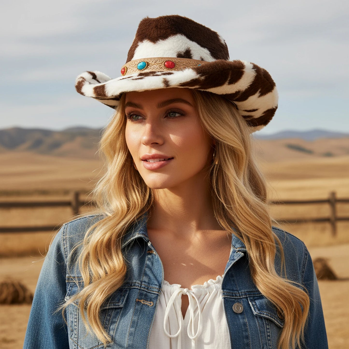 Trendy Fuzzy Cowgirl Hat For Women Men Western Hat