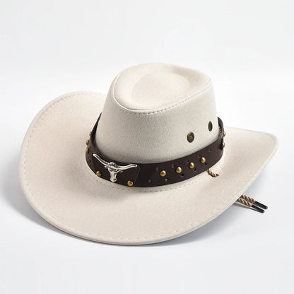 New Artificial Suede Western Cowboy Hats Vintage Big-Edge Gentleman Cowgirl Jazz Hat