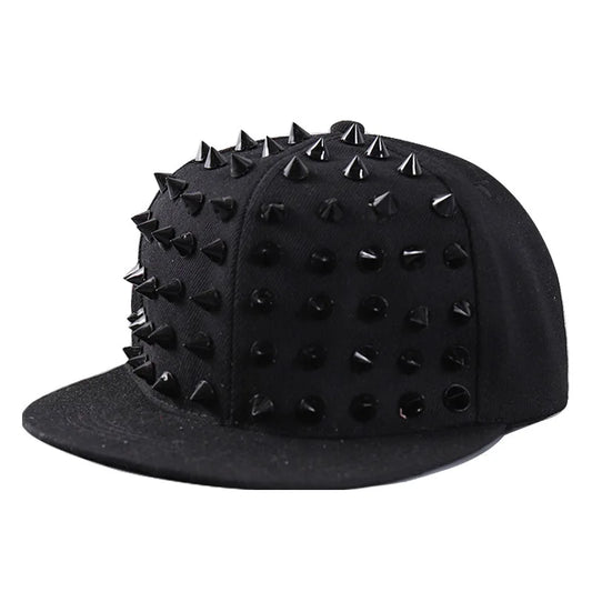 1pc Hip Hop Y2K Style Street Snapback Cap, Personalized Fashion Rivet Duck Tongue Driver Caps Street Dance Flat Edge Skull Caps