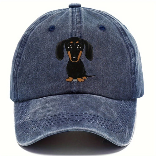 1pc Unisex Dog Embroidery Baseball Cap Outdoor Sport Washed