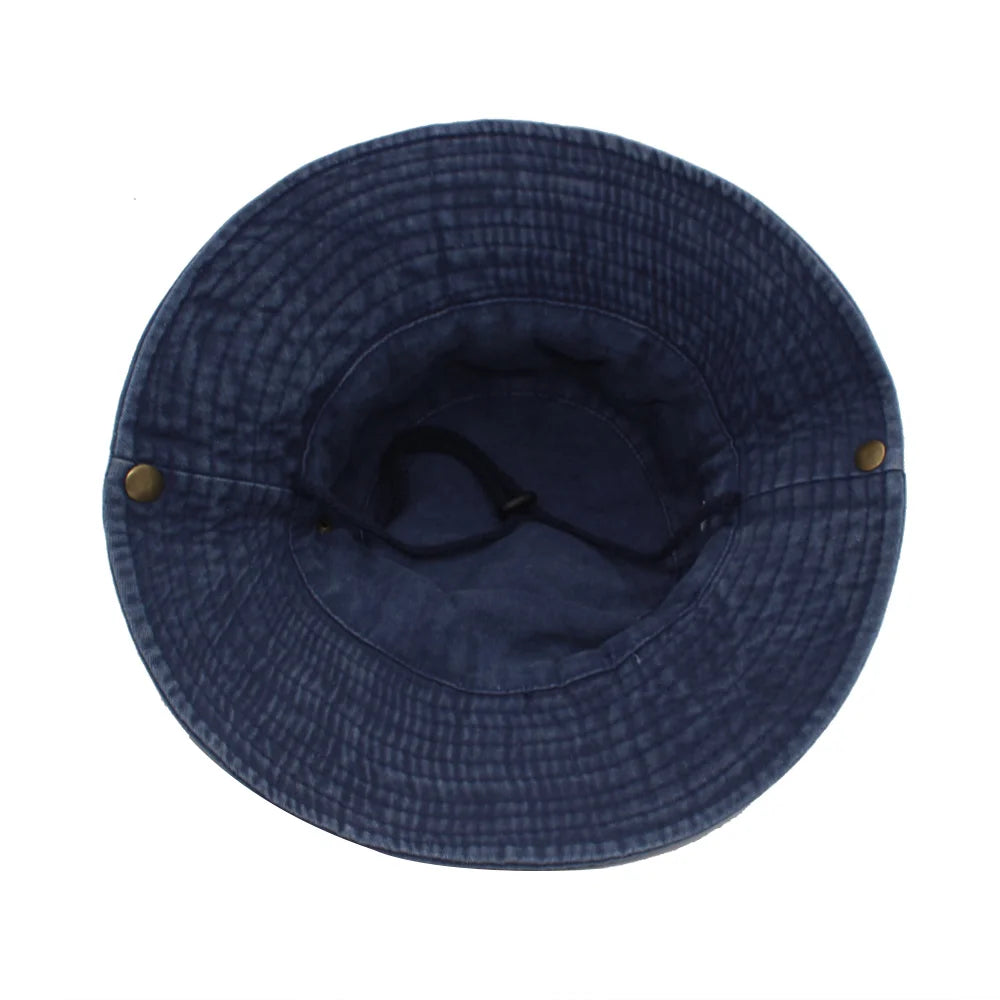 Wide Brim Bucket Hat For Men And Women Washed Solid Cotton