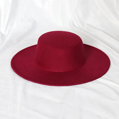 New Oversized Edge Flat Top Hat Retro French Felt Hat