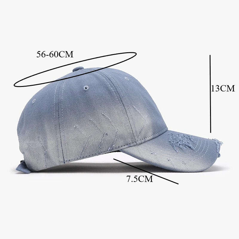 Personalized Washed Soft Crown Tie Dye Ripped Baseball Cap