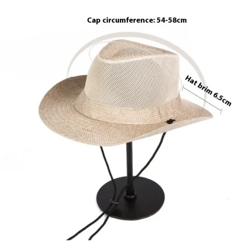Summer Linen Hollowing Sun Hats British Gentleman Jazz Top Panama