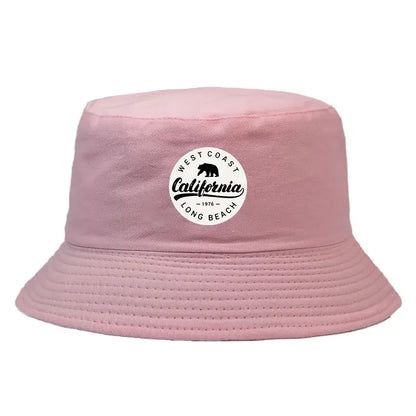 Summer 1976 California Long Beach Print Bucket Hat Woman Man