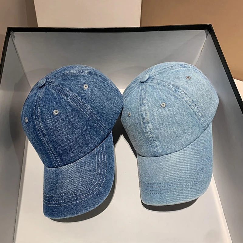 Fashion Denim Baseball Cap For Women Men Solid