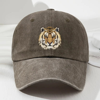 Tiger Print Soft Top Baseball Cap, Retro Adjustable