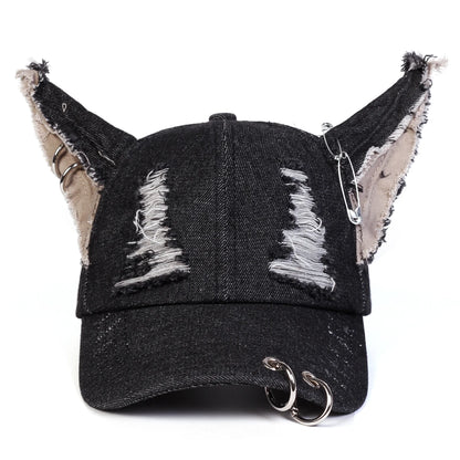 Unisex Cute Ear Design Iron Ring Cowboy Baseball Caps