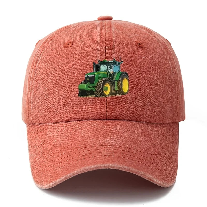 Printed Tractor Baseball Cap Men's Outdoor Camping Vacation Casual Curved Brim Hat Retro