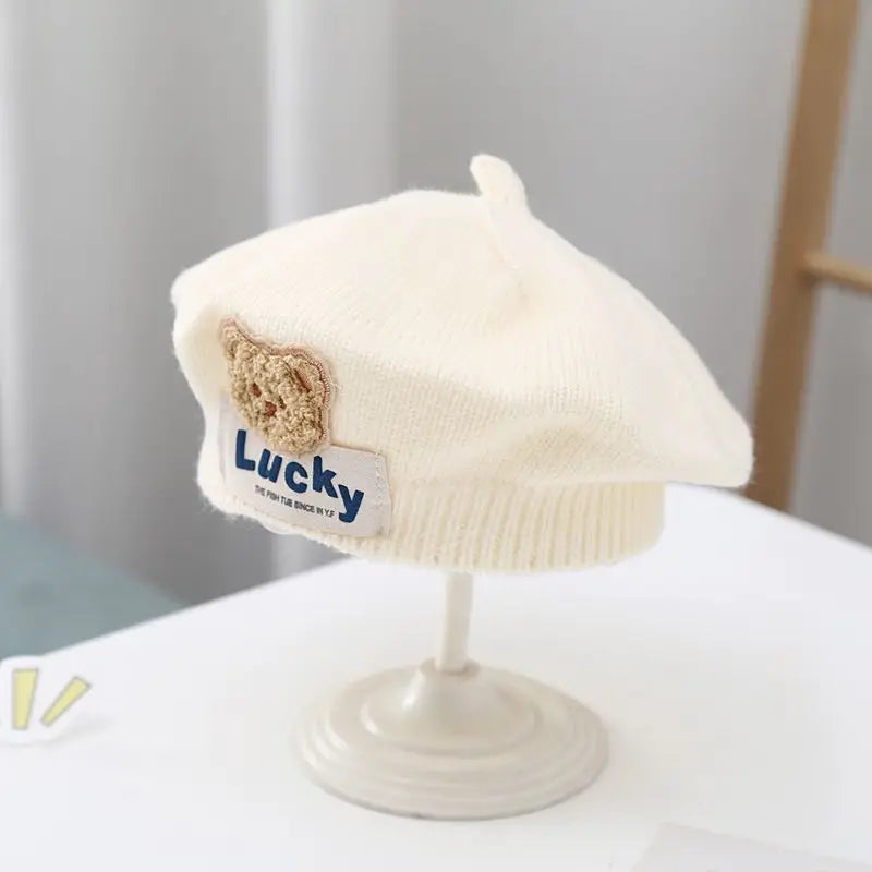 Flower Baby Beret Hat Winter Warm Knitted Beanie Cap