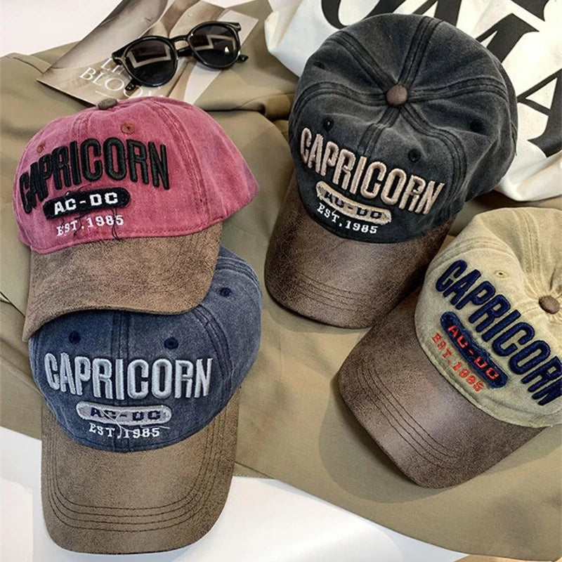 Unisex Cap Washed Cotton AC-DC letter Embroidery Baseball Cap