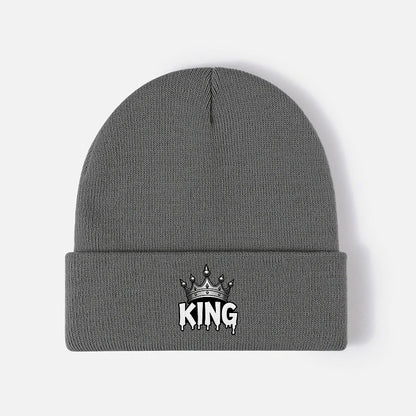 Crown Graphic Beanie Hat Warm Knit Skull Cap