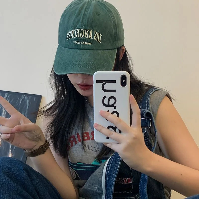 Fashion Cotton Cap For Women Letter Embroidery Kpop Baseball Cap