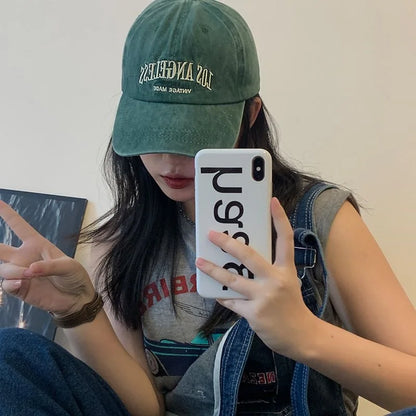 Fashion Cotton Cap For Women Letter Embroidery Kpop Baseball Cap
