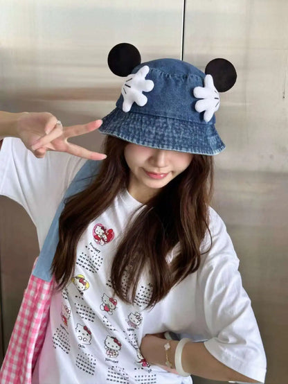 Cartoon Retro Washed Cowboy Fisherman Caps Women's