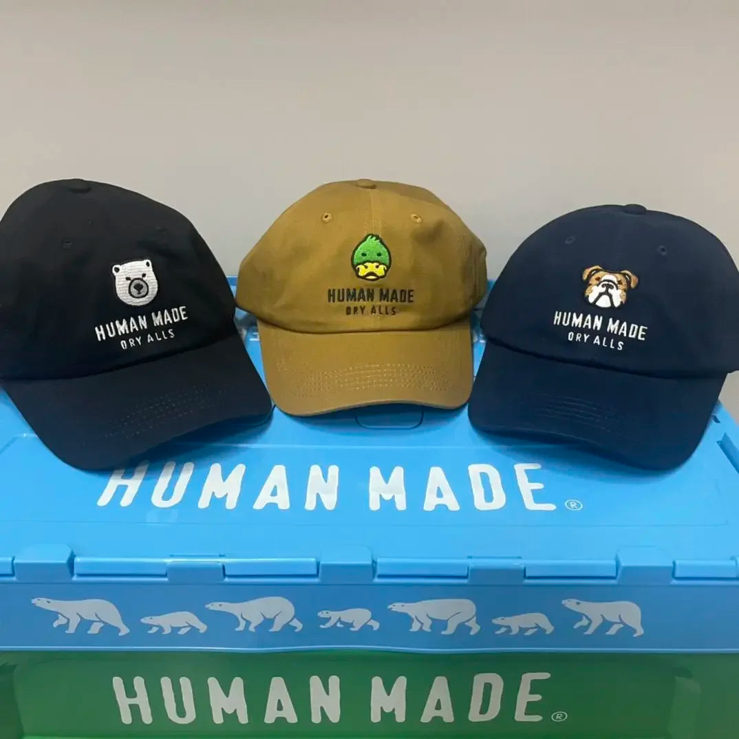 HUMAN MADE Cartoon Animal Head Baseball Cap Japanese Street Spring Summer Unisex Sun Peaked Hat Daily