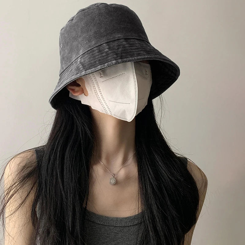 Bucket Hat Retro Washed Denim Fisherman Hat