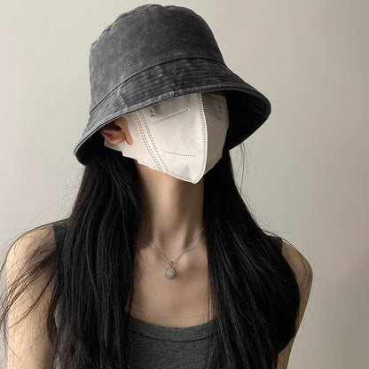 Bucket Hat Retro Washed Denim Fisherman Hat