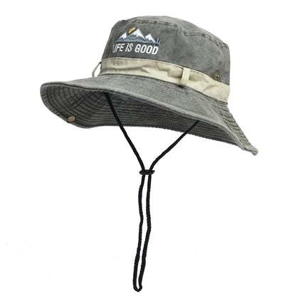Summer Men Bucket Hat Outdoor UV Protection Wide Brim Panama