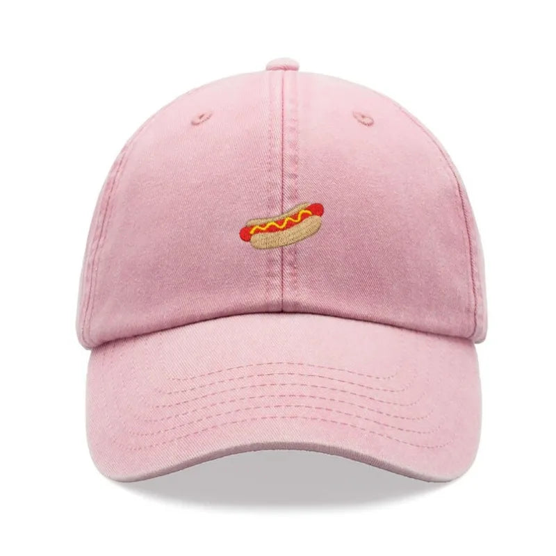 Hotdog Baseball Cap Vintage Washed Unisex Dad Hat Adjustable Faded Sports Sun Food Hiking Gardening Funny
