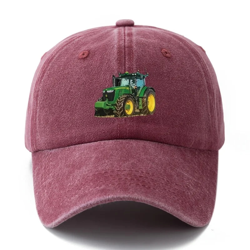 Printed Tractor Baseball Cap Men's Outdoor Camping Vacation Casual Curved Brim Hat Retro