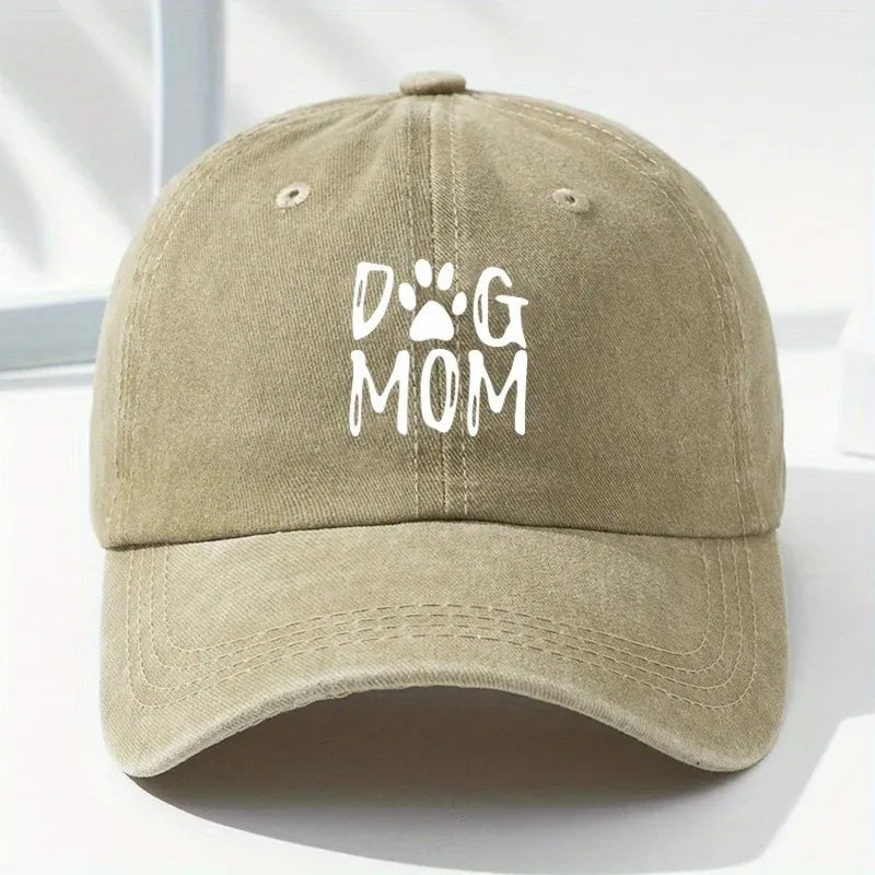 Classic Washed Retro Dog Mom Printed Baseball Cap