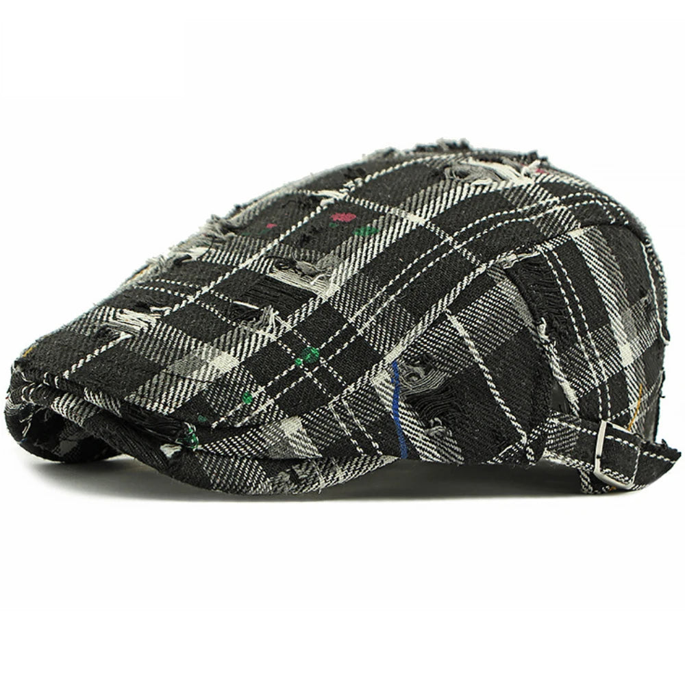 Men Women Vintage Artist Painter Plaid Beret Hat