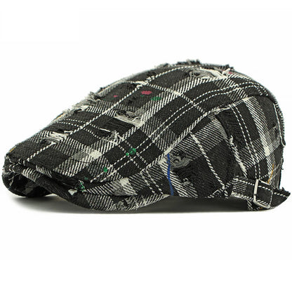 Men Women Vintage Artist Painter Plaid Beret Hat