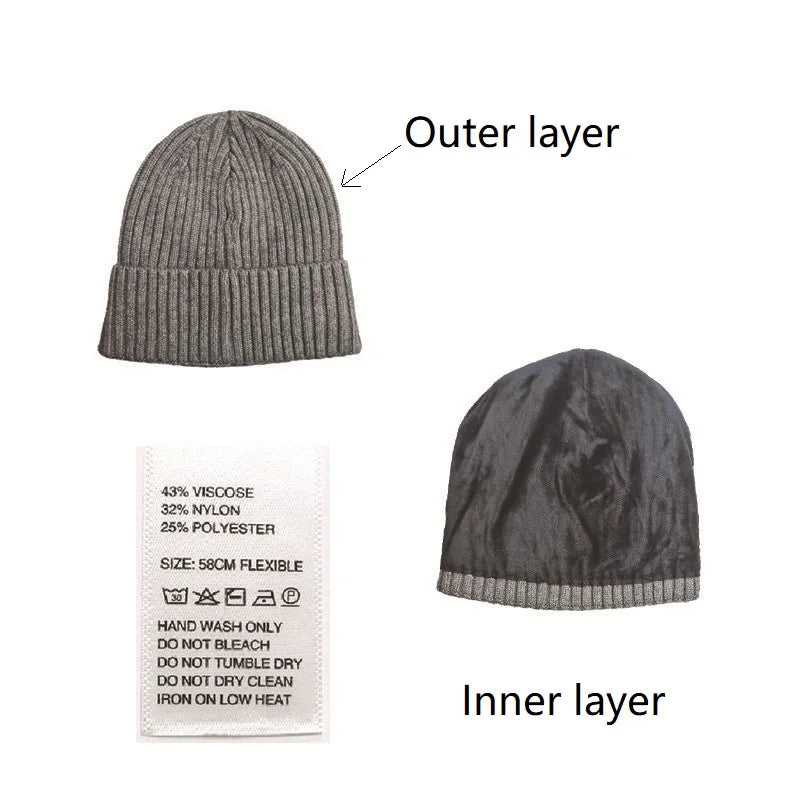 Winter Inner Velvet Thickened Warm Adult Unisex Woolen Knitted Hat