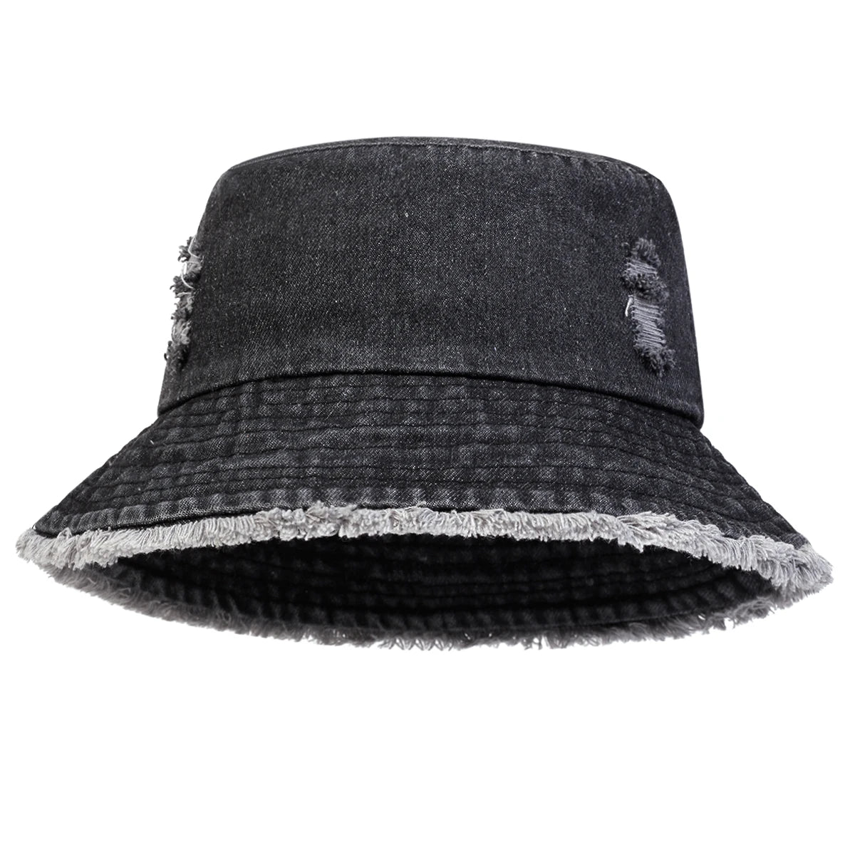 Unisex Solid Color Distressed Cowboy Bucket Hats