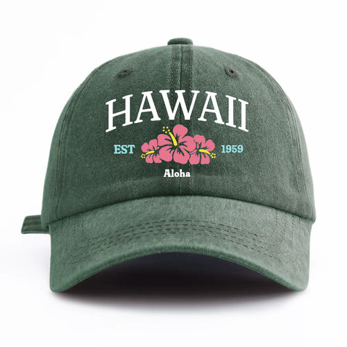 1pc Hawaii Print Washed Baseball Cap for Adults