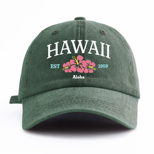 1pc Hawaii Print Washed Baseball Cap for Adults