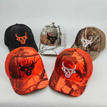 Unisex Ox Head Embroidery Hip-hop Net Hats Spring and Summer