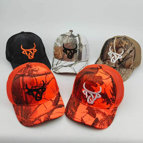 Unisex Ox Head Embroidery Hip-hop Net Hats Spring and Summer