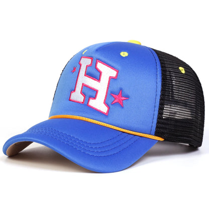 Unisex H Letter Embroidery Baseball Net Caps Spring and Summer