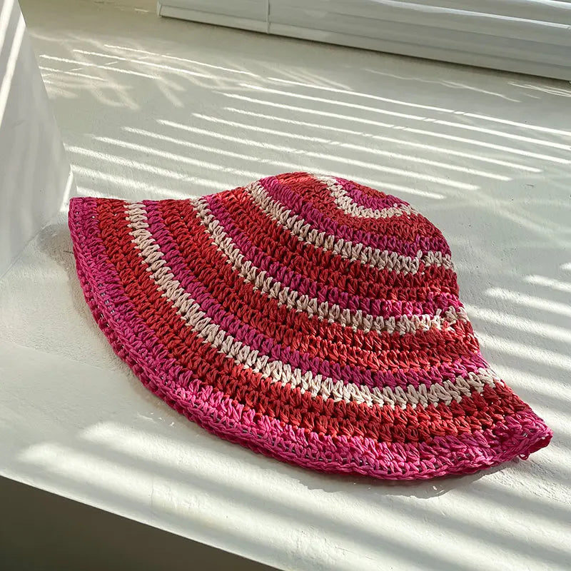 Rainbow Bucket Hat Casual Seaside Vacation Summer