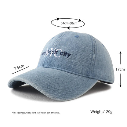 Unisex NYC Letter Embroidery Denim Baseball Cap