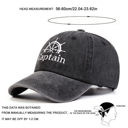 Unisex Captain/First Mate Letter Embroidery Wash Baseball Caps Spring and Autumn