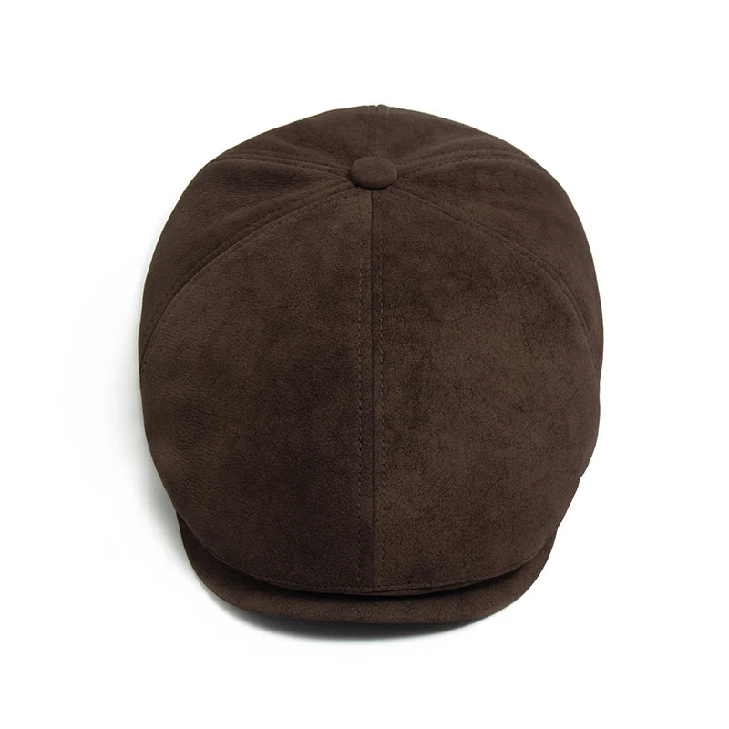 New PU Imitation Leather Newsboy Cap Fashion Vintage Men Women Berets