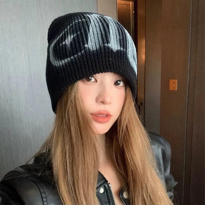 Color Block Street Sanskrit Knitted Hats Autumn And Winter New Unisex Y2k Warm
