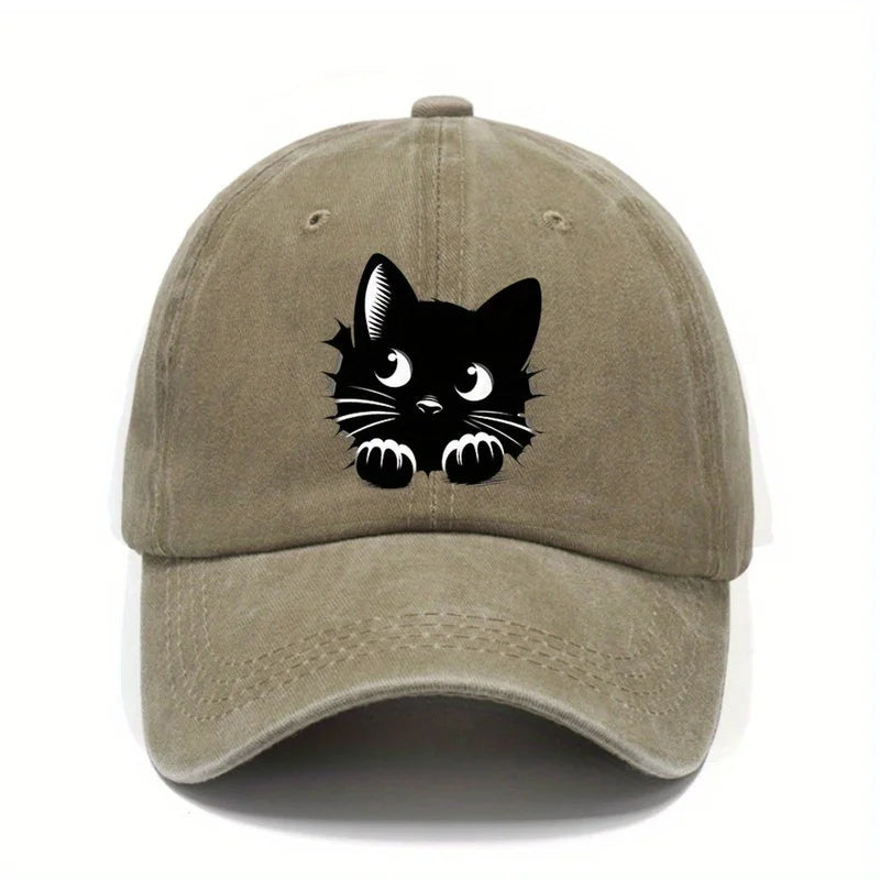 Cat Printed Baseball Cap with Cute Design