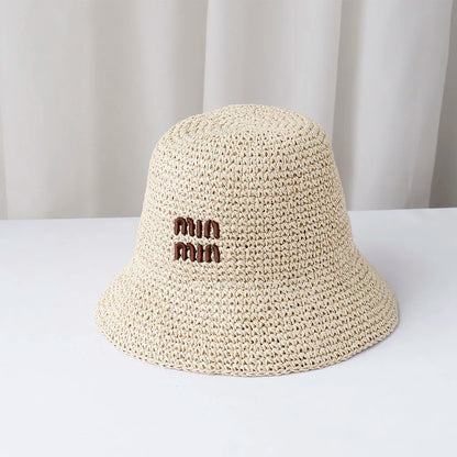 Handmade High Quality Letter Embroidery Brim Floppy Summer Hats For Women Bucket Hat