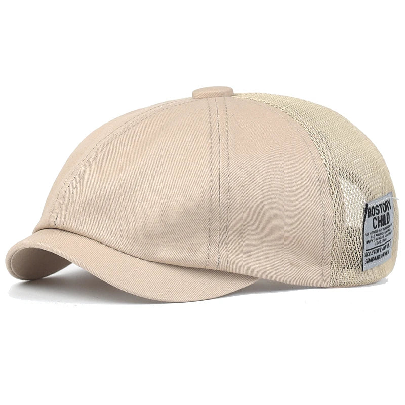 Summer Mesh boy Cap Breathable Cotton Peaky Octagonal Hat Vintage Casual Cap