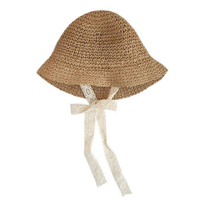 Fashion Lace Baby Hat Summer Straw Bow Baby Girl Cap