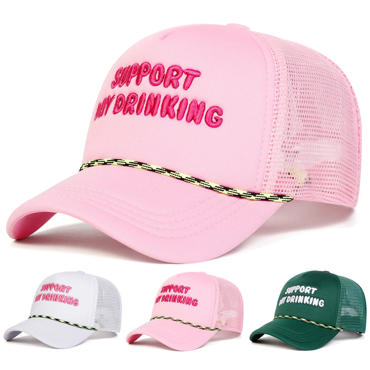 Unisex Day Drinking Letter Embroidery Baseball Net Caps Spring Summer